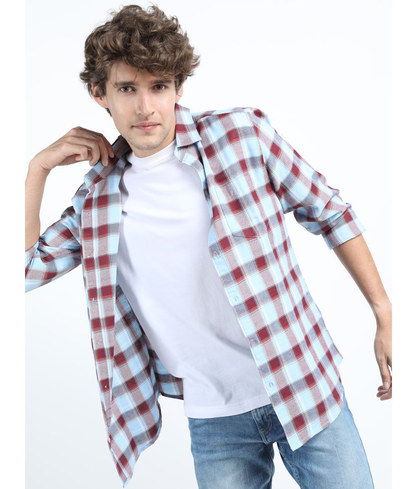     			Ketch Polyester Slim Fit Checks Full Sleeves Men's Casual Shirt - Blue ( Pack of 1 )