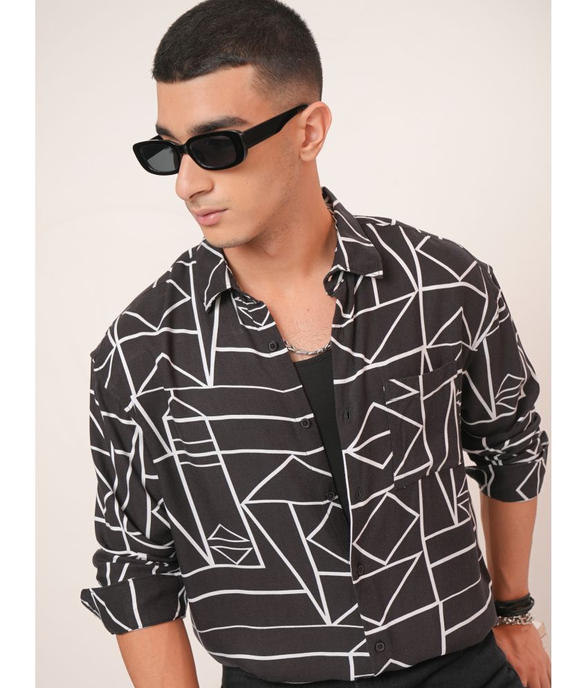     			Ketch Viscose Oversized Fit Printed Full Sleeves Men's Casual Shirt - Black ( Pack of 1 )