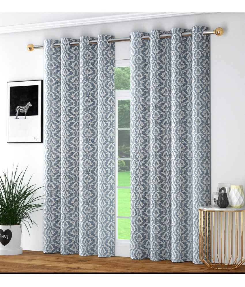     			La Elite Floral Room Darkening Eyelet Curtain 5 ft ( Pack of 2 ) - Grey Melange