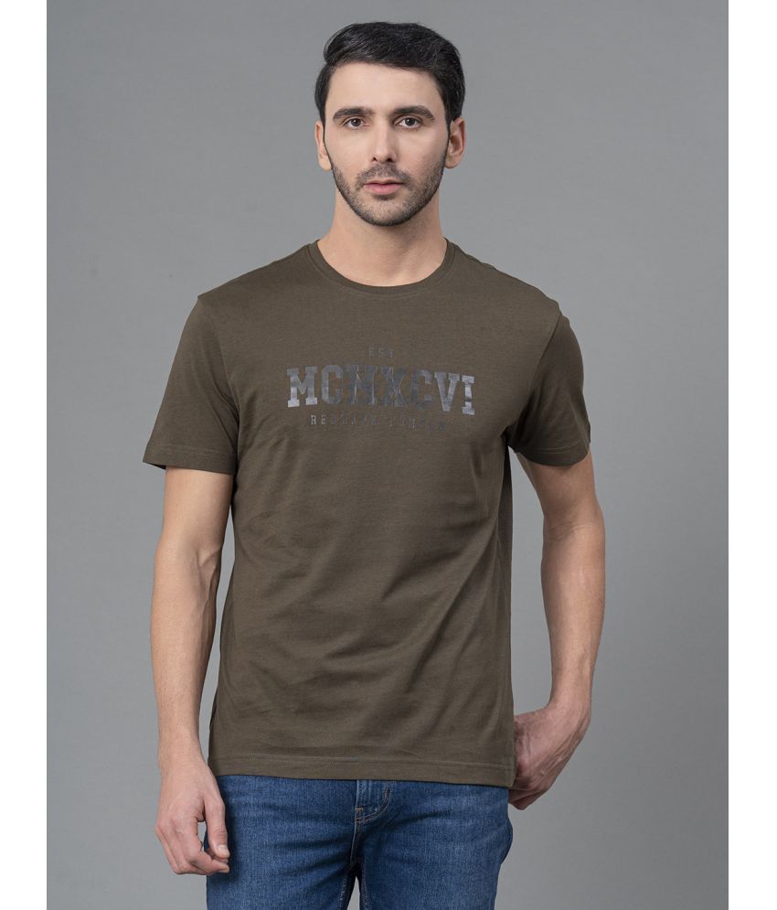     			Red Tape 100% Cotton Regular Fit Printed Half Sleeves Men's T-Shirt - Olive ( Pack of 1 )