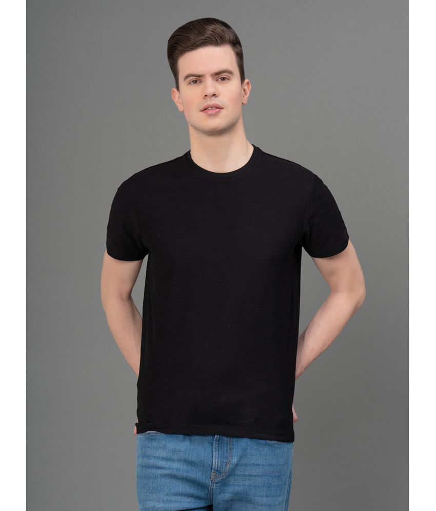     			Red Tape Cotton Blend Regular Fit Self Design Half Sleeves Men's T-Shirt - Black ( Pack of 1 )