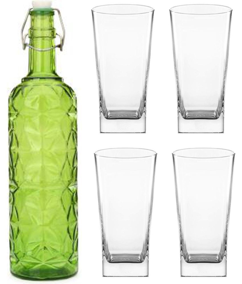     			AFAST Bottle Glass Green Glass Water Bottle 1000 mL ( Set of 5 )