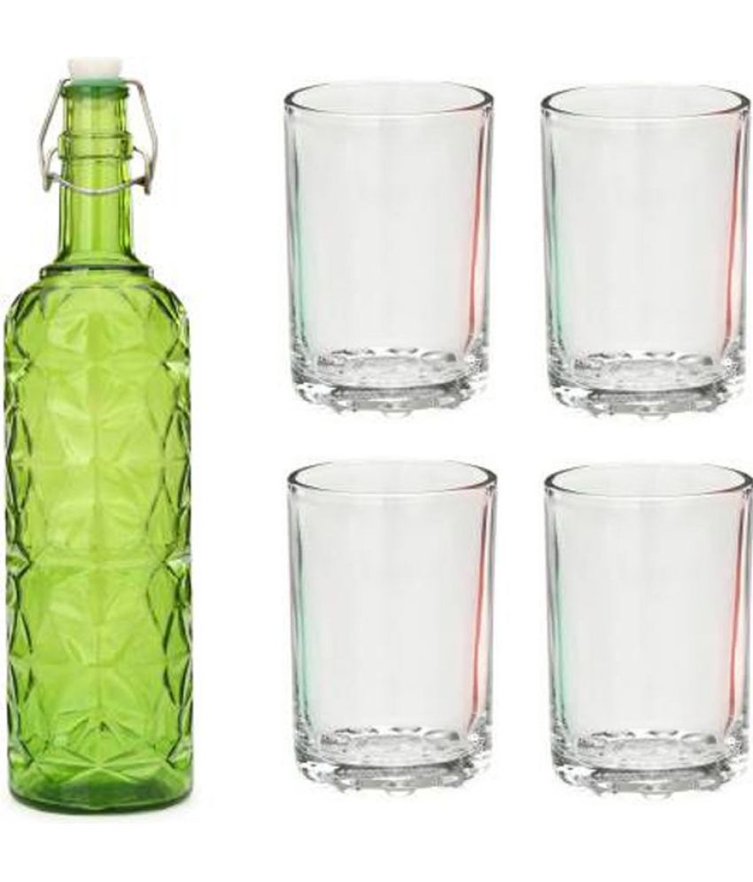     			AFAST Bottle Glass Green Glass Water Bottle 1000 mL ( Set of 5 )