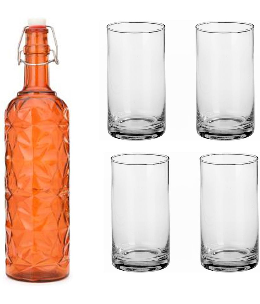     			AFAST Bottle Glass Orange Glass Water Bottle 1000 mL ( Set of 5 )