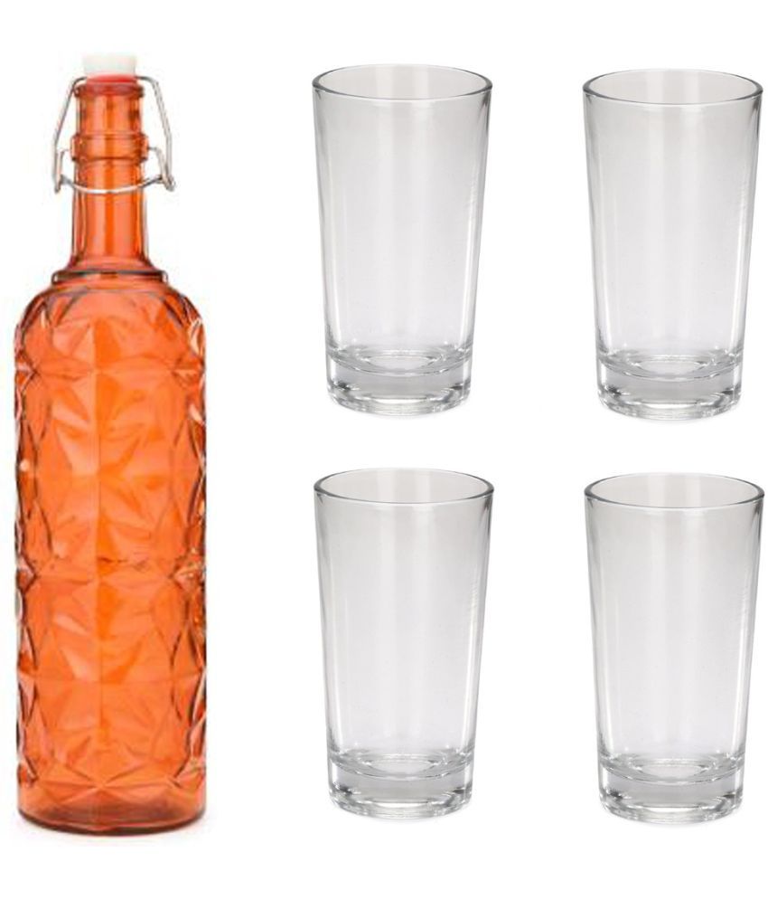     			AFAST Bottle Glass Orange Glass Water Bottle 1000 mL ( Set of 5 )