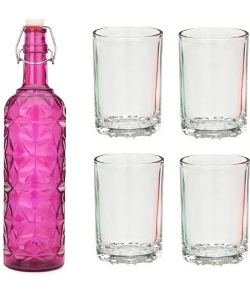     			AFAST Bottle Glass Pink Glass Water Bottle 1000 mL ( Set of 5 )