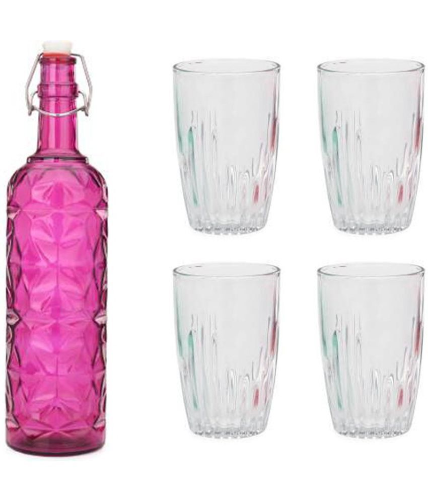     			AFAST Bottle Glass Pink Glass Water Bottle 1000 mL ( Set of 5 )