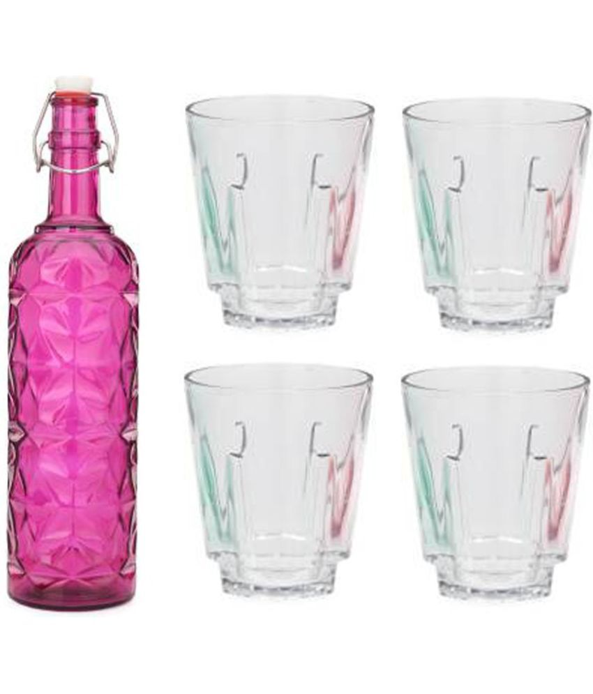     			AFAST Bottle Glass Pink Glass Water Bottle 1000 mL ( Set of 5 )