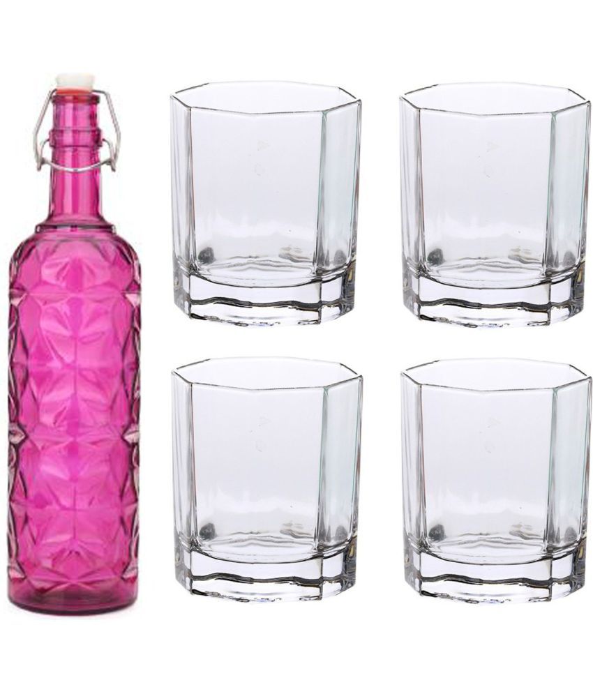     			AFAST Bottle Glass Pink Glass Water Bottle 1000 mL ( Set of 5 )