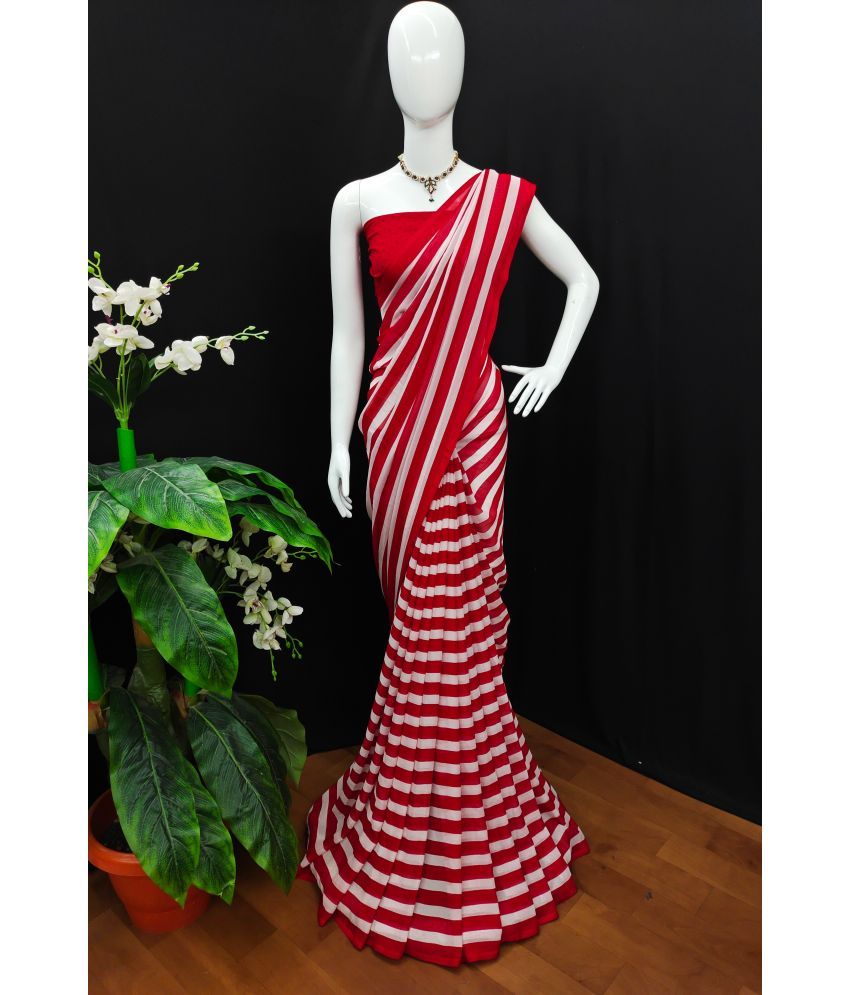     			ANAND SAREES Georgette Printed Saree With Blouse Piece - Red ( Pack of 1 )