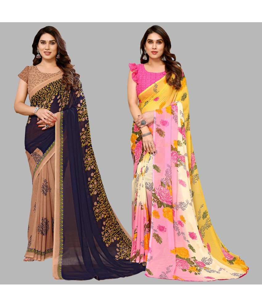     			ANAND SAREES Georgette Printed Saree With Blouse Piece - Multicolour ( Pack of 2 )