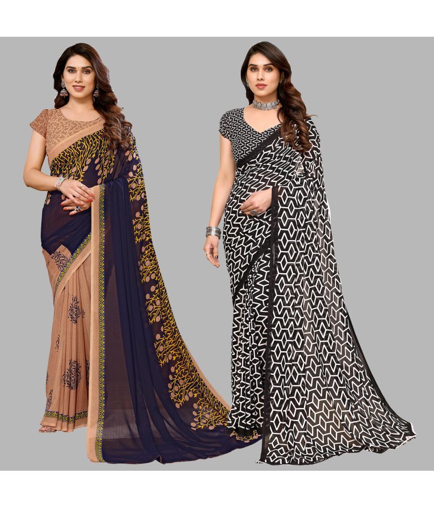     			ANAND SAREES Georgette Printed Saree With Blouse Piece - Multicolour ( Pack of 2 )