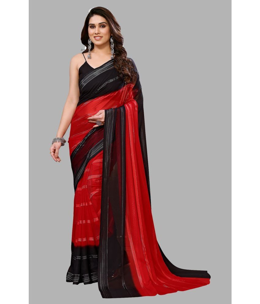     			ANAND SAREES Satin Embellished Saree Without Blouse Piece - Red ( Pack of 1 )