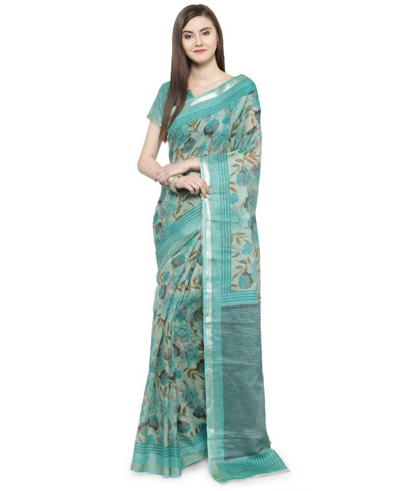     			Aarrah Silk Printed Saree With Blouse Piece - SkyBlue ( Pack of 1 )