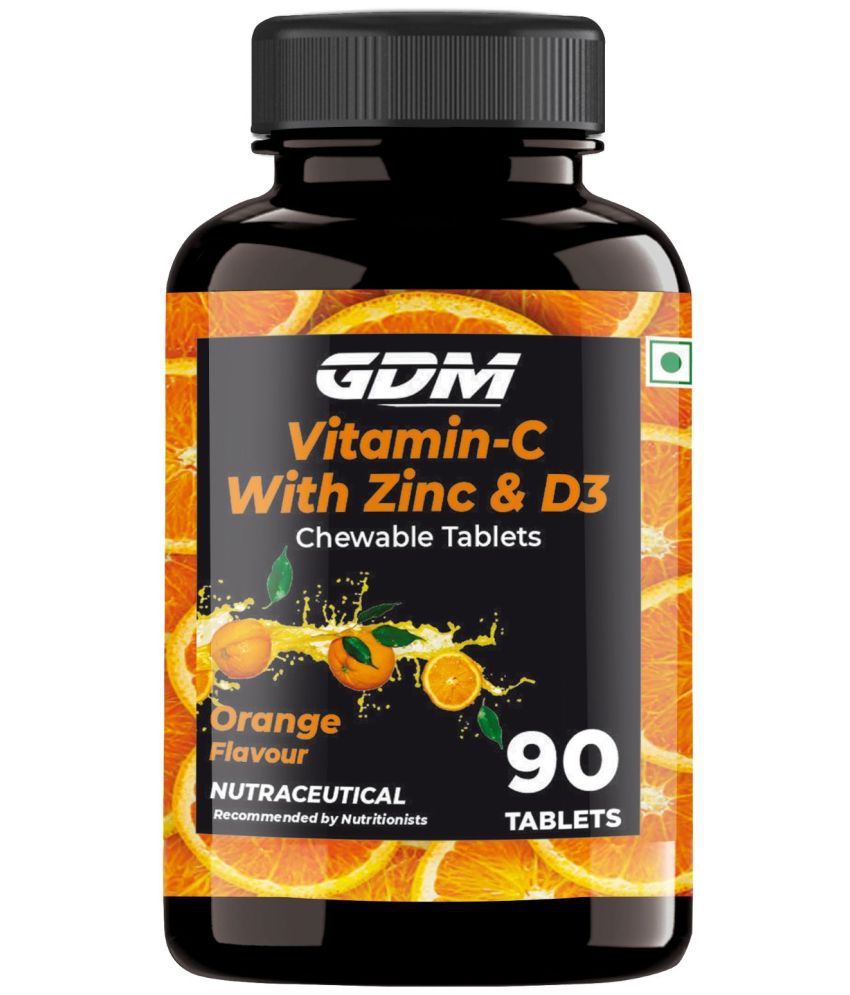     			GDM NUTRACEUTICALS LLP Vitamin C with Zinc & Vit. D3 Chewable 90 no.s Orange Minerals Tablets