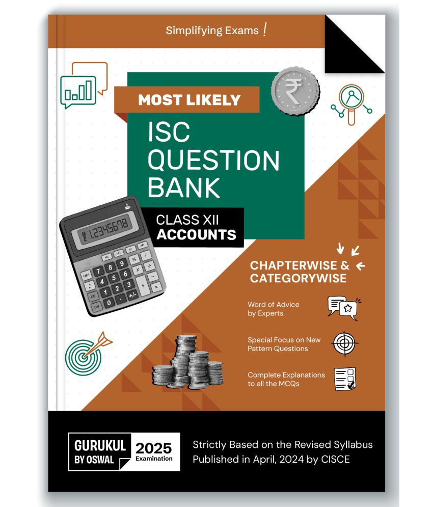    			Gurukul By Oswal Accounts Most Likely Question Bank for ISC Class 12 Exam 2025 - Categorywise & Chapterwise, Latest Syllabys, New Pattern Qs, Word of
