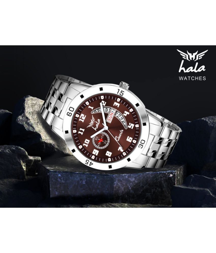     			Hala Silver Stainless Steel Analog Men's Watch