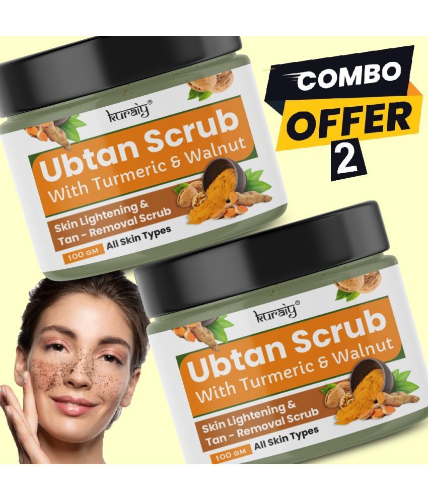     			KURAIY Ubtan Skin Whitening & Tan Removal Face Scrub Suitable for All Skin Types 100g (Pack Of 2)