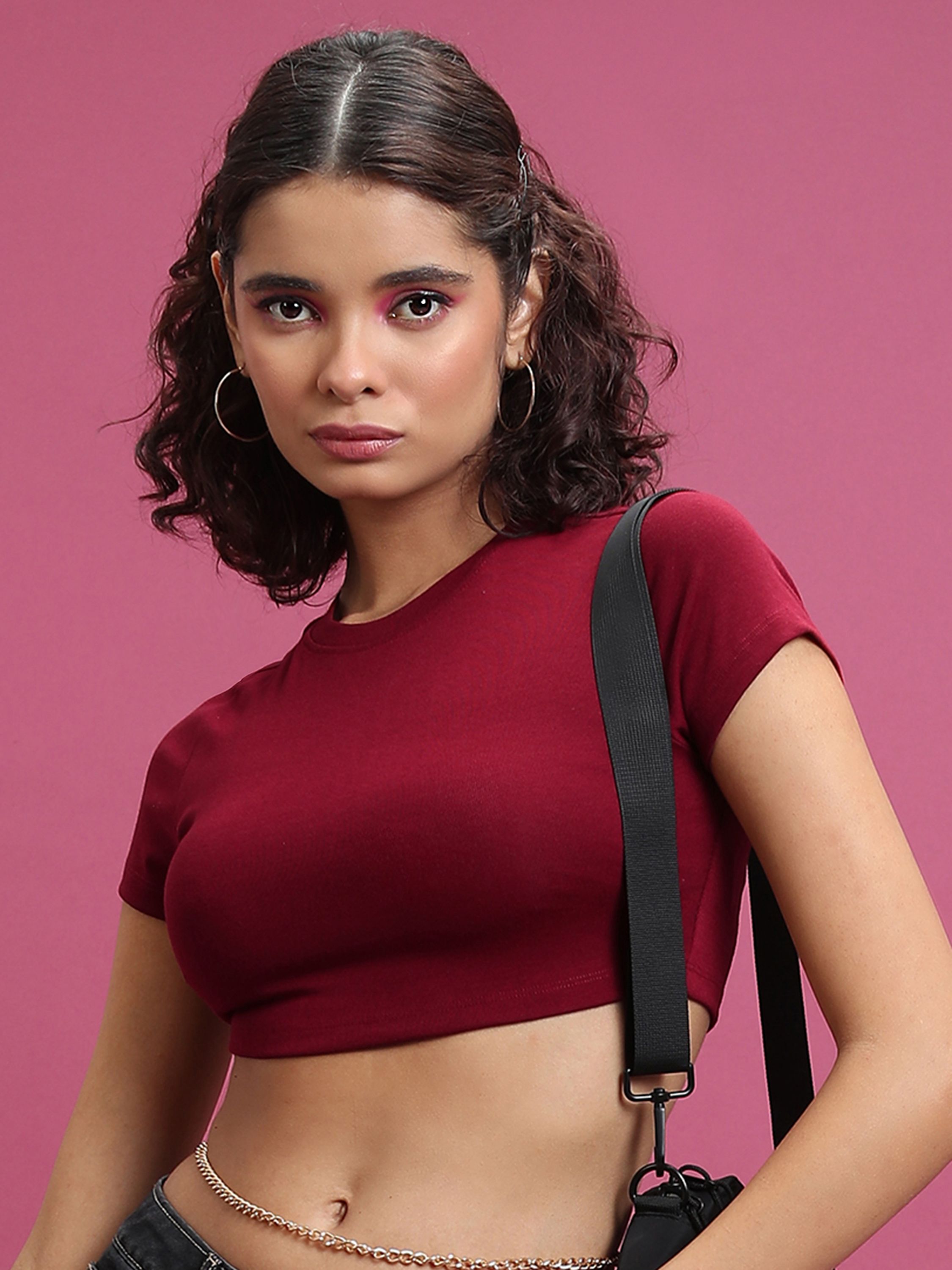     			Ketch Maroon Polyester Women's Crop Top ( Pack of 1 )