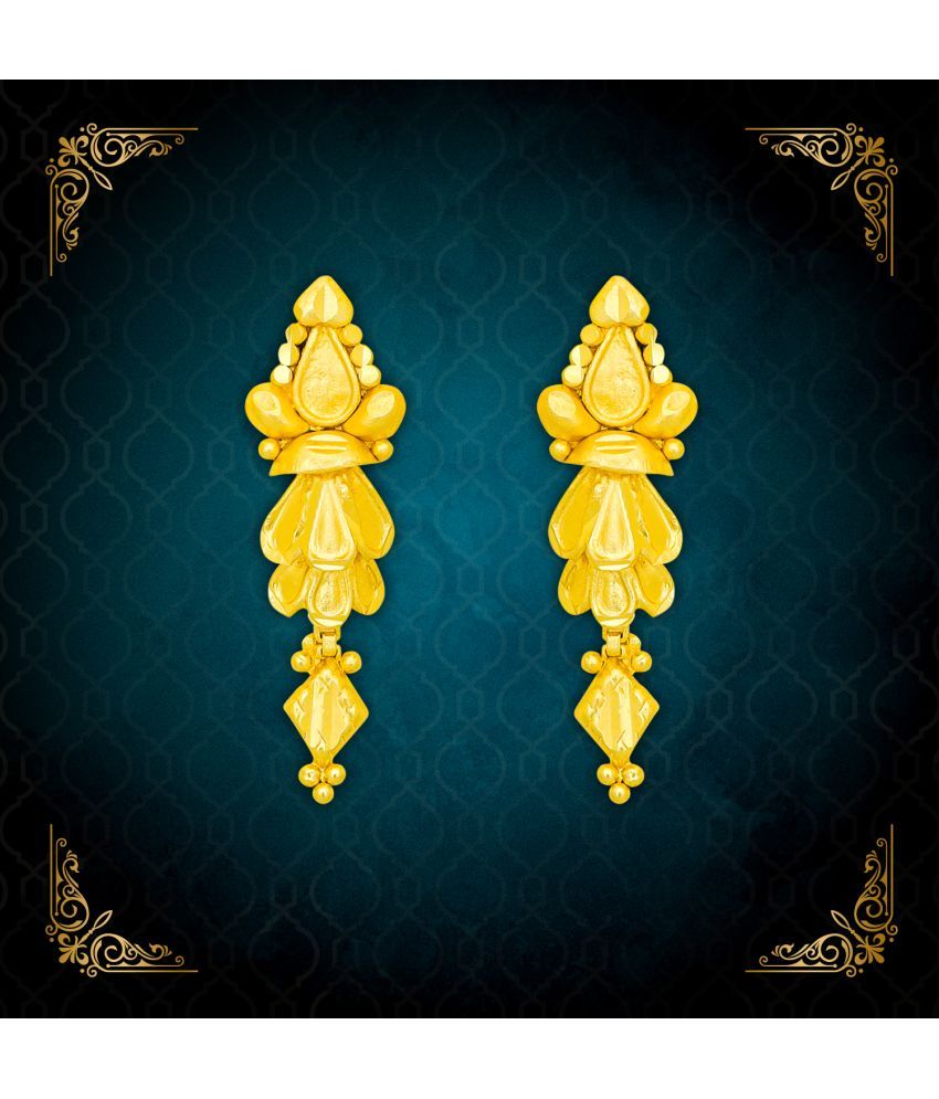     			LUV FASHION Golden Drop Earrings ( Pack of 1 )