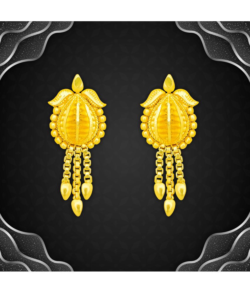     			LUV FASHION Golden Drop Earrings ( Pack of 1 )