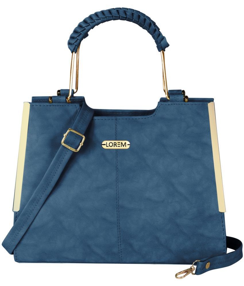     			Lorem Blue Faux Leather Sling Bag