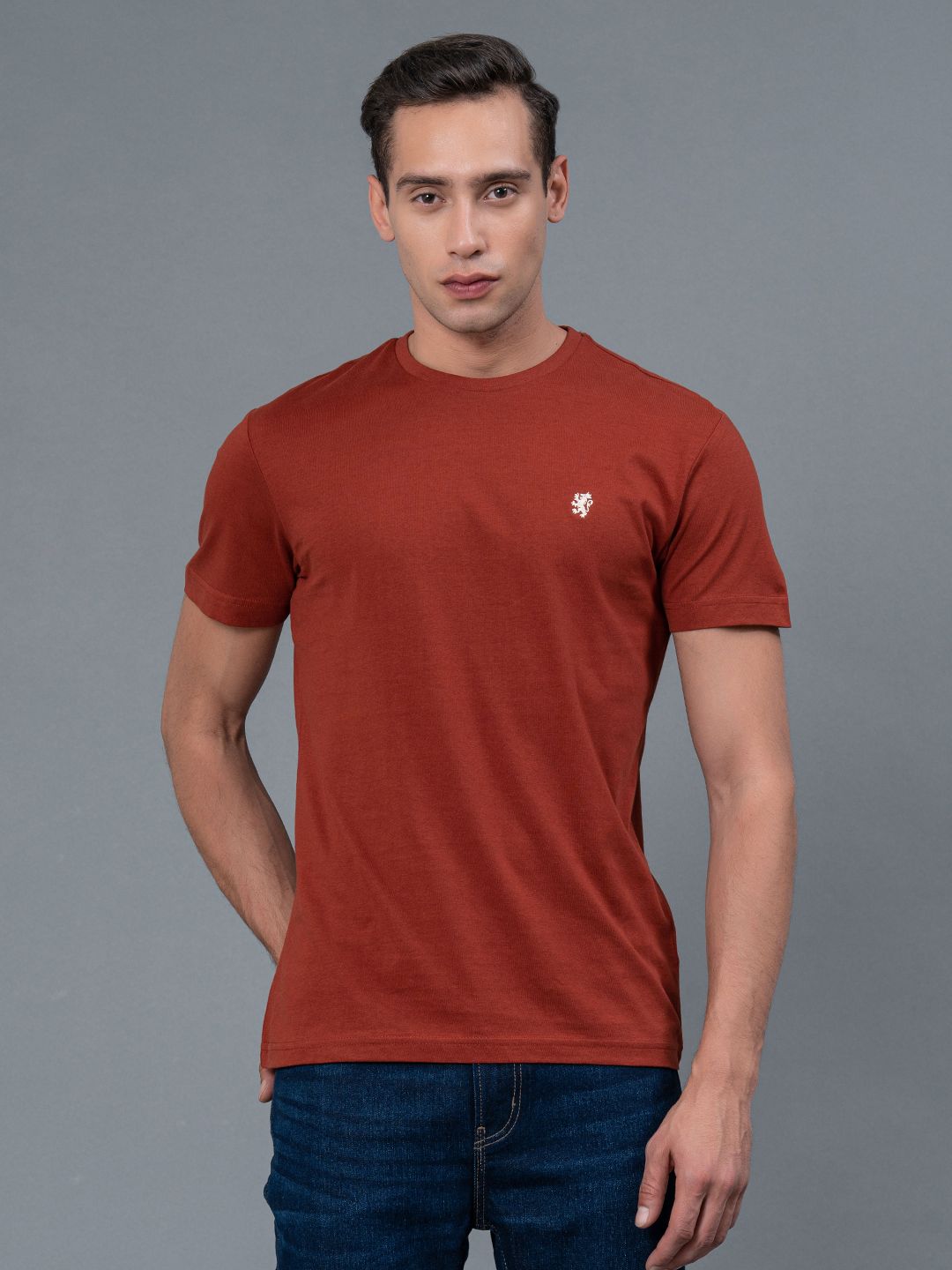     			Red Tape 100% Cotton Regular Fit Solid Half Sleeves Men's T-Shirt - Rust ( Pack of 1 )