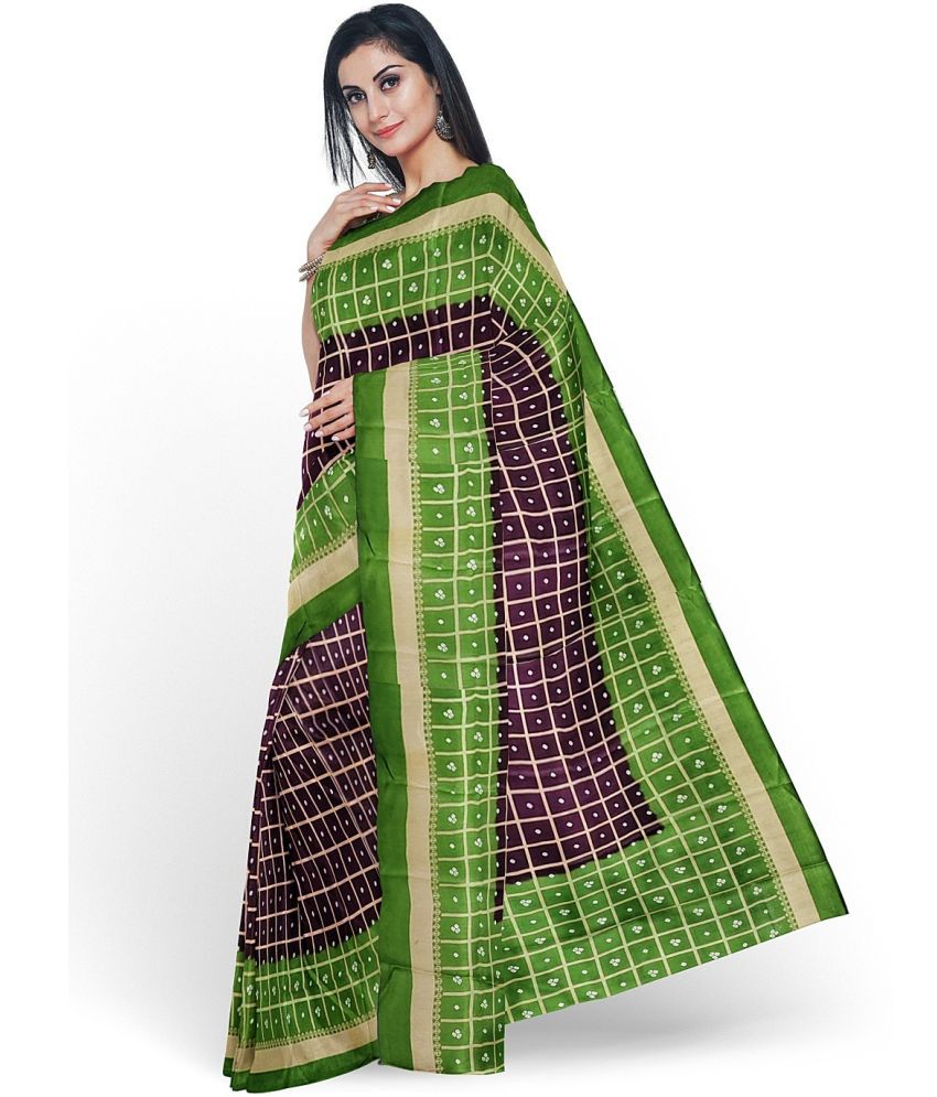     			Saadhvi Art Silk Printed Saree With Blouse Piece - Brown ( Pack of 1 )