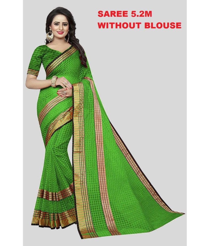    			Saadhvi Art Silk Printed Saree Without Blouse Piece - Green ( Pack of 1 )