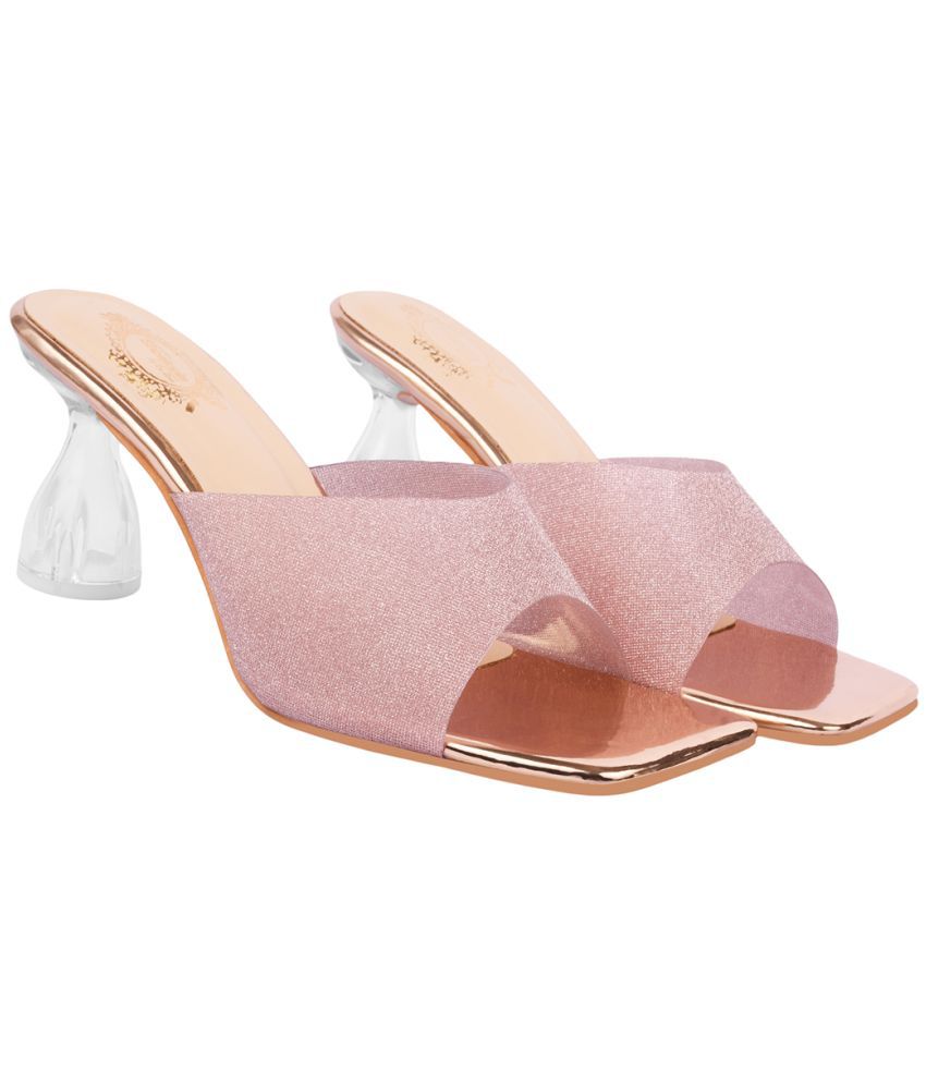     			Shoetopia Pink Women's Slip On Heels
