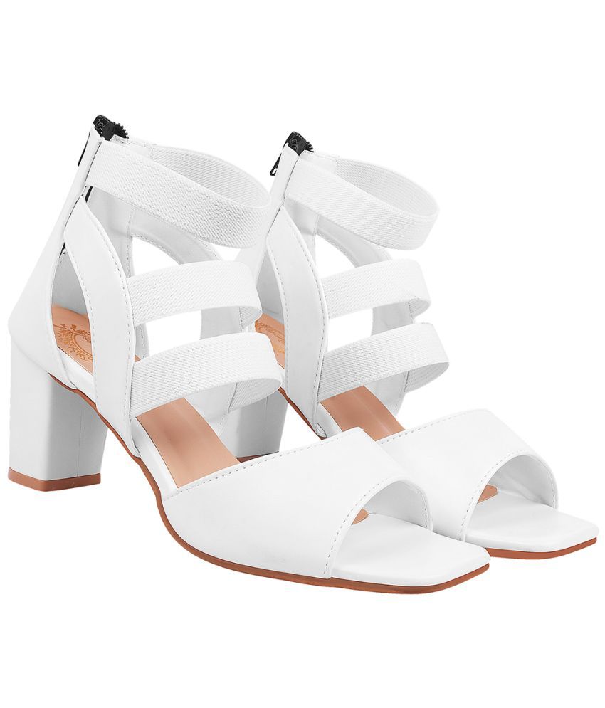     			Shoetopia White Women's Sandal Heels