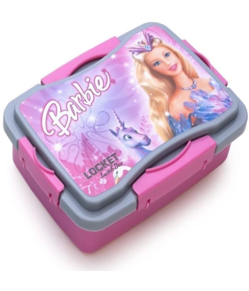     			UNIBRITE Barbie Design Girls Lunch Box Plastic School Lunch Boxes 2 - Container ( Pack of 1 )
