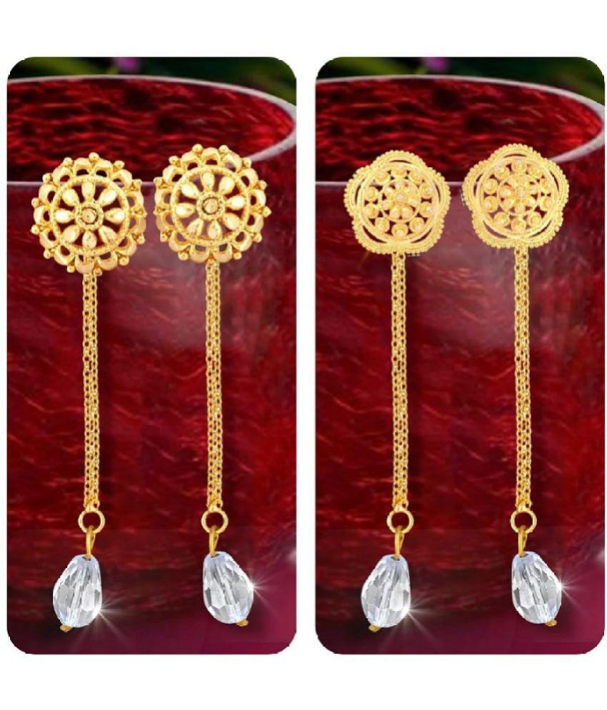     			VIVASTRI Golden Drop Earrings ( Pack of 3 )