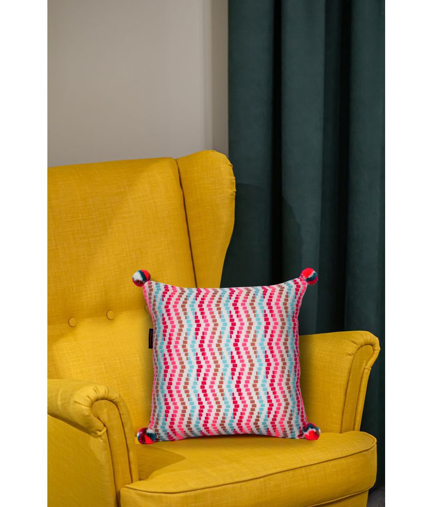     			mezposh Set of 1 Jacquard Vertical Striped Square Cushion Cover (40X40)cm - Multi