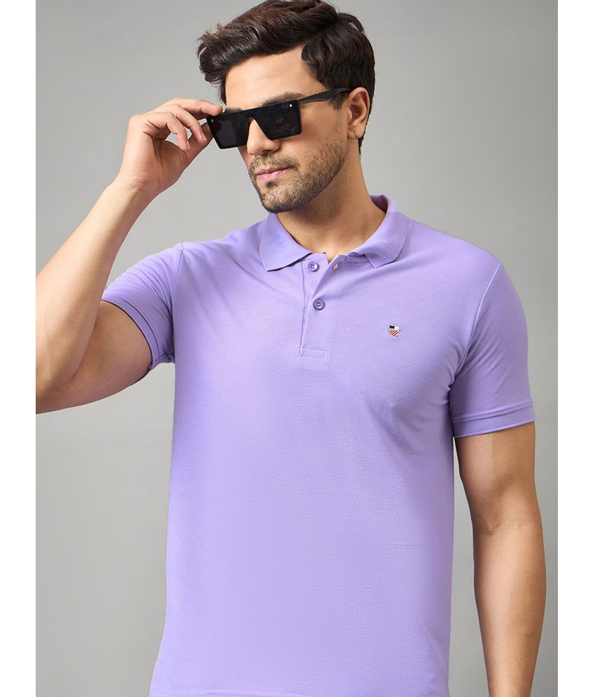    			zigo Cotton Blend Regular Fit Solid Half Sleeves Men's Polo T Shirt - Lavender ( Pack of 1 )