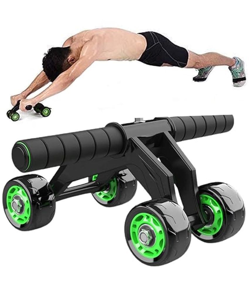     			AB Roller Exerciser, 4 Wheel AB Roller, Abdominal Muscle Wheel, Abdominal Exerciser, Gym Equipment, Fitness Accessories, Home Workout, AB Roller with Knee Pad (Green) Pack of 1