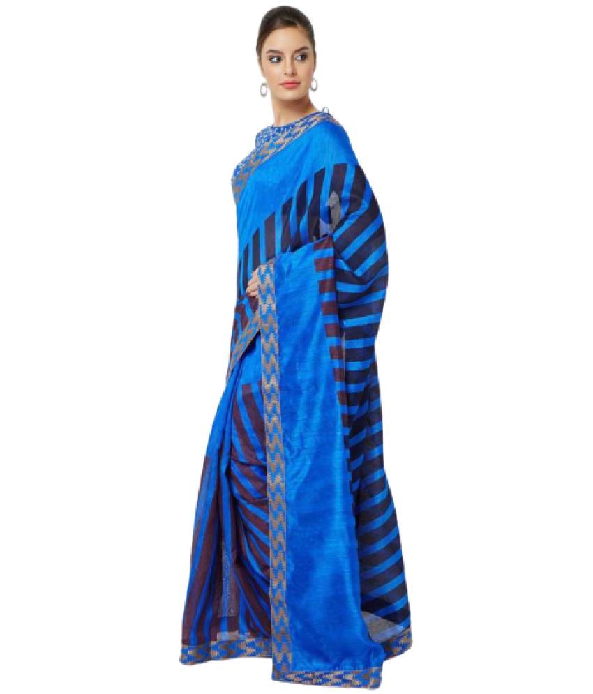     			Aarrah Georgette Printed Saree With Blouse Piece - Blue ( Pack of 1 )