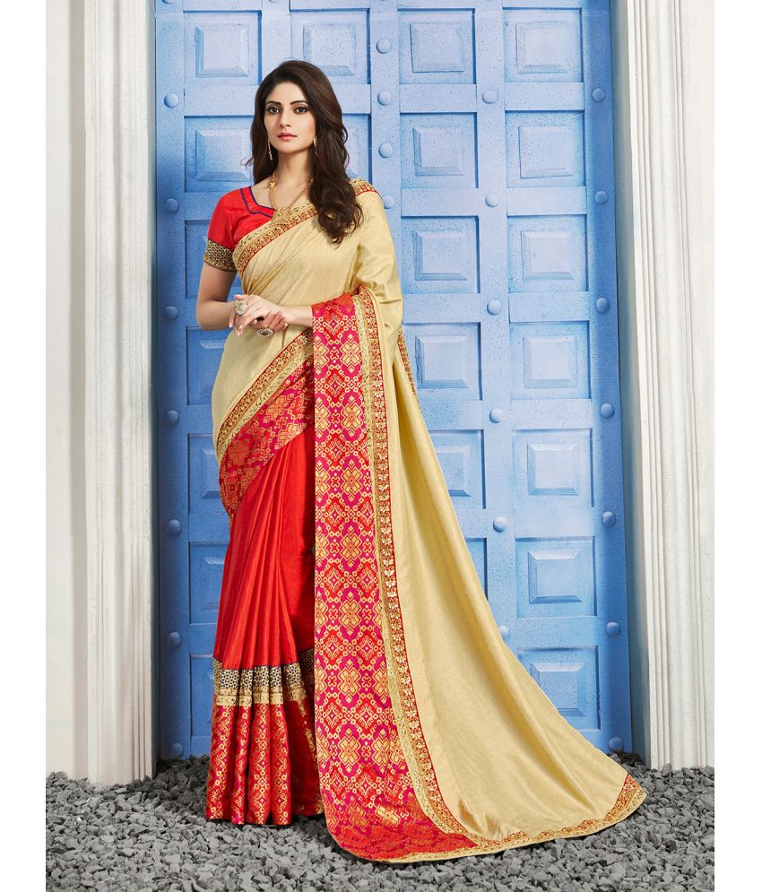     			Aarrah Georgette Solid Saree With Blouse Piece - Gold ( Pack of 1 )