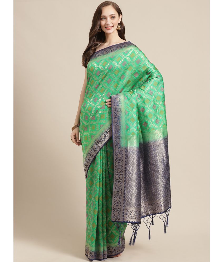     			Aarrah Silk Blend Embellished Saree With Blouse Piece - Green ( Pack of 1 )