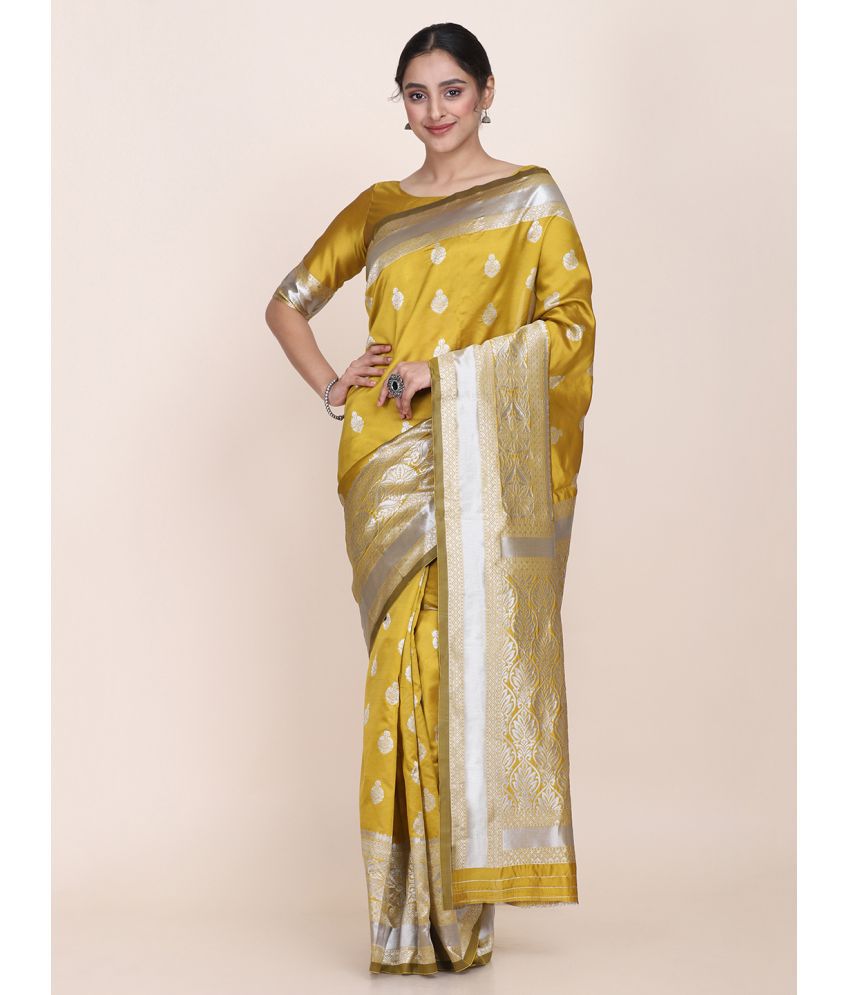     			Aarrah Silk Blend Woven Saree With Blouse Piece - Brown ( Pack of 1 )