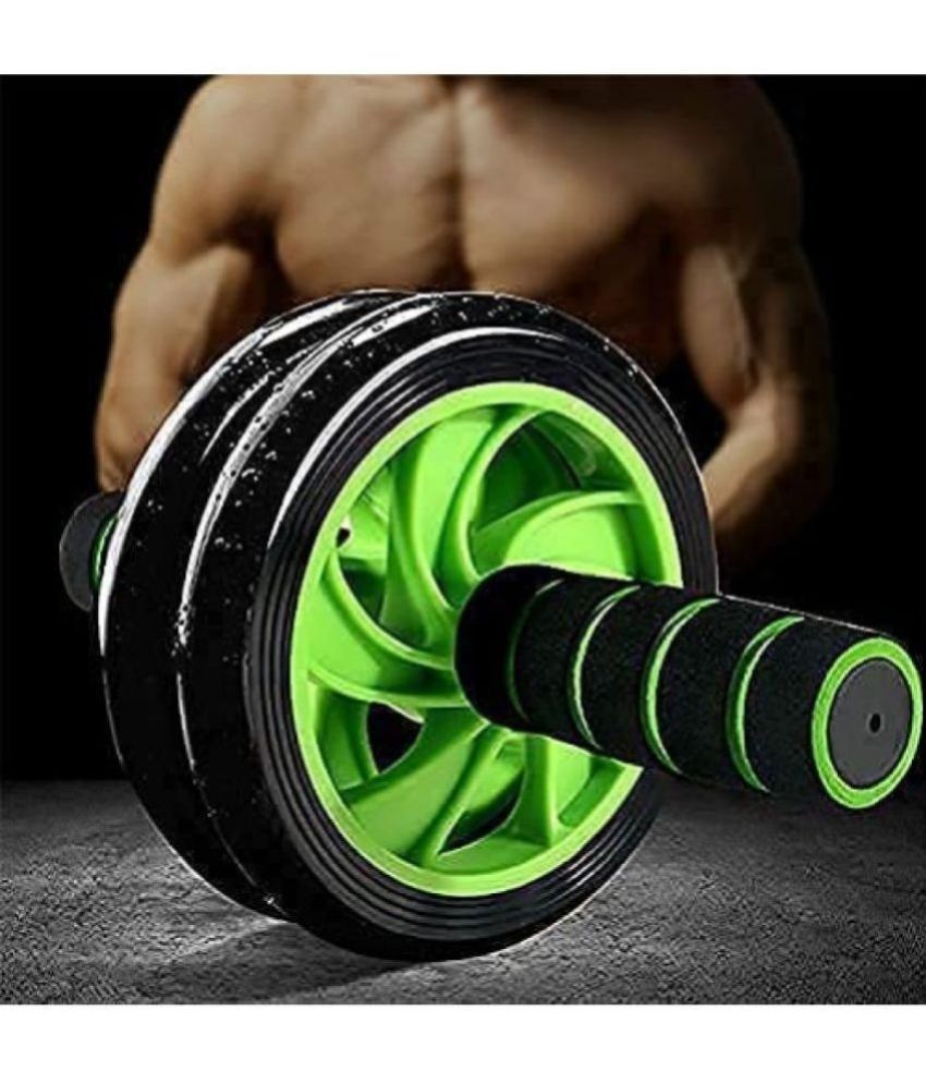     			Ab Wheel Abdominal Double Ab Wheel Ab Roller for Gym Exercise Fitness Training Equipment Functional Workout for Unisex (Green) Pack of 1