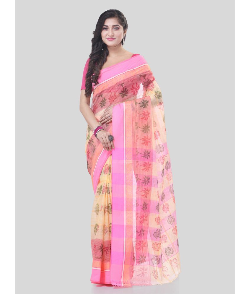     			Desh Bidesh Cotton Printed Saree Without Blouse Piece - Pink ( Pack of 1 )