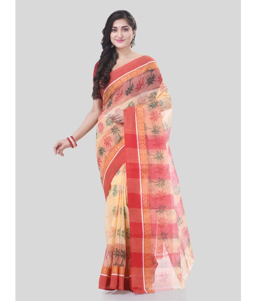    			Desh Bidesh Cotton Printed Saree Without Blouse Piece - Red ( Pack of 1 )