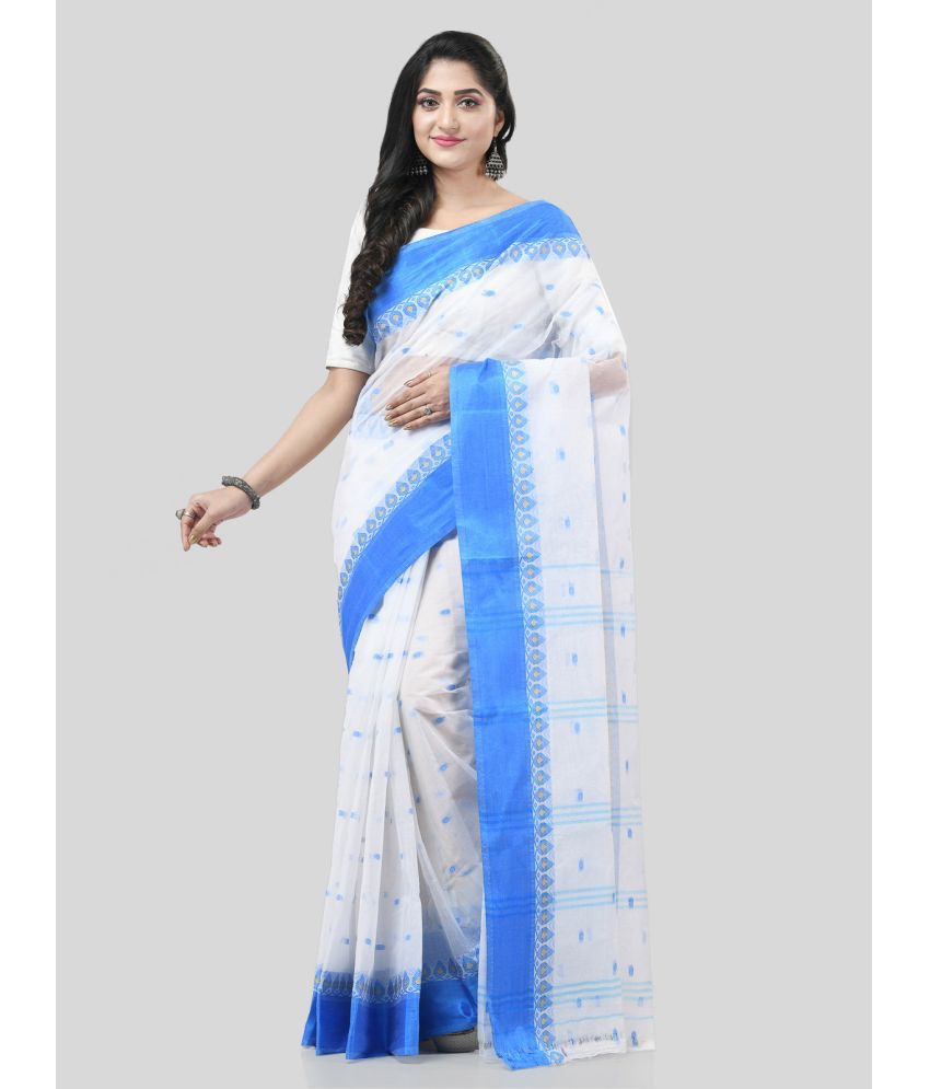     			Desh Bidesh Cotton Self Design Saree Without Blouse Piece - Blue ( Pack of 1 )