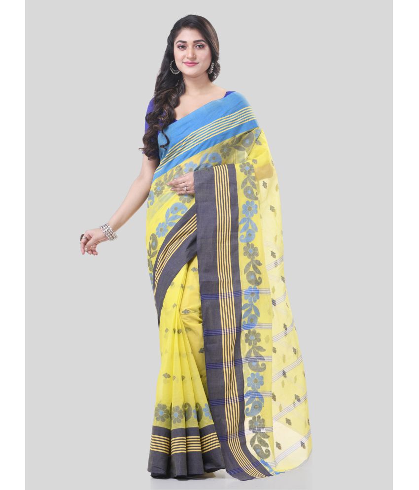     			Desh Bidesh Cotton Self Design Saree Without Blouse Piece - Yellow ( Pack of 1 )