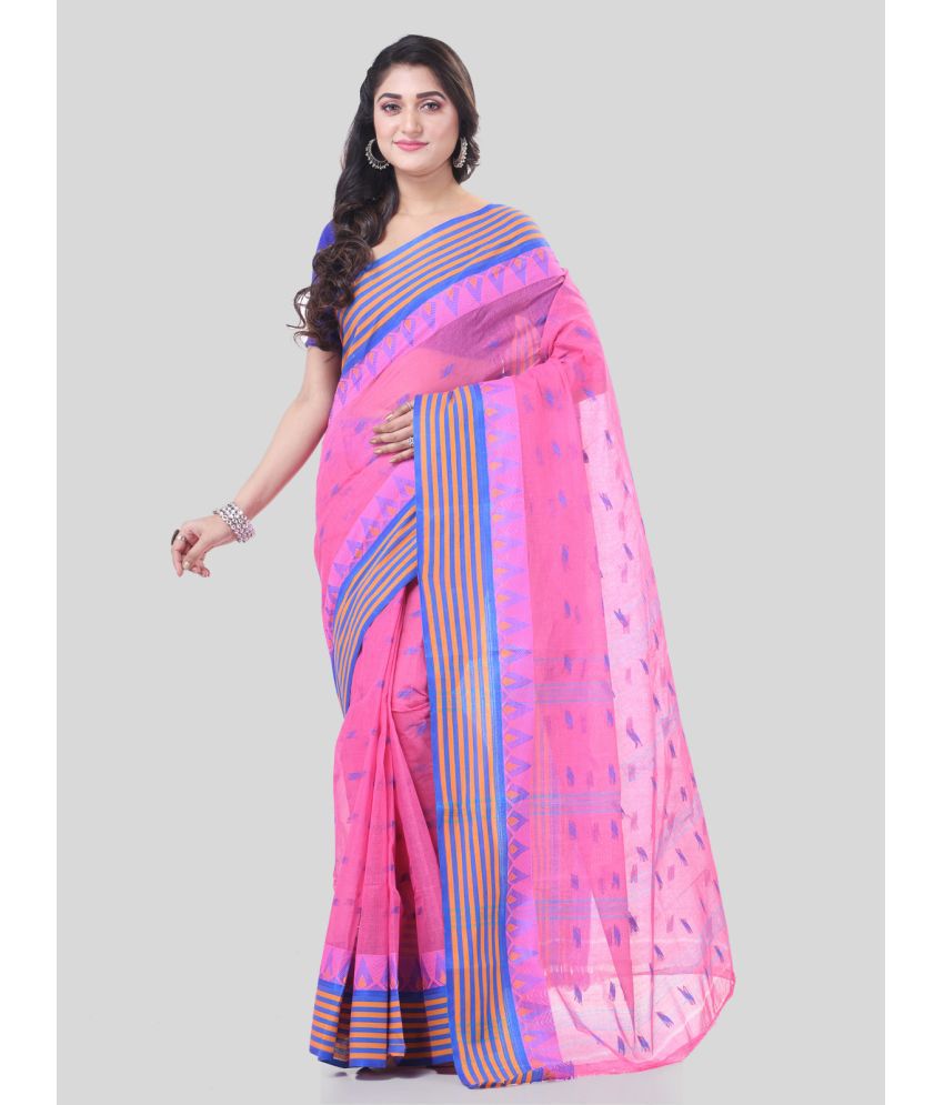     			Desh Bidesh Cotton Self Design Saree Without Blouse Piece - Pink ( Pack of 1 )