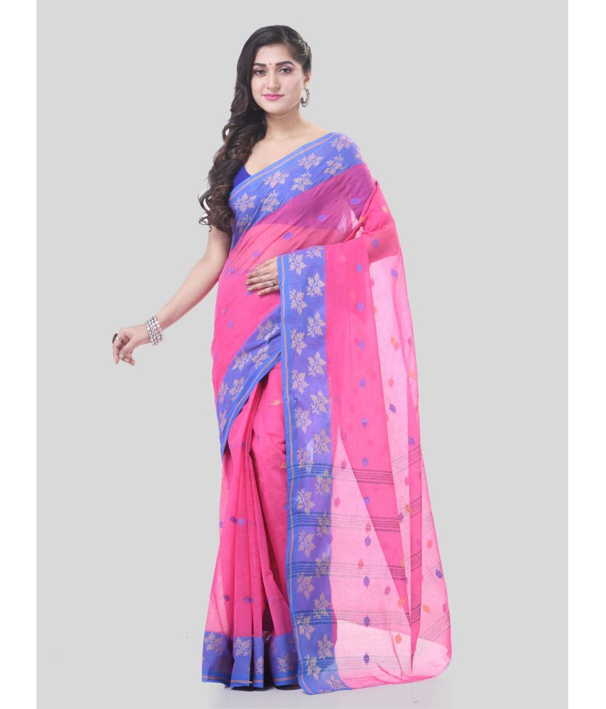     			Desh Bidesh Cotton Woven Saree Without Blouse Piece - Pink ( Pack of 1 )