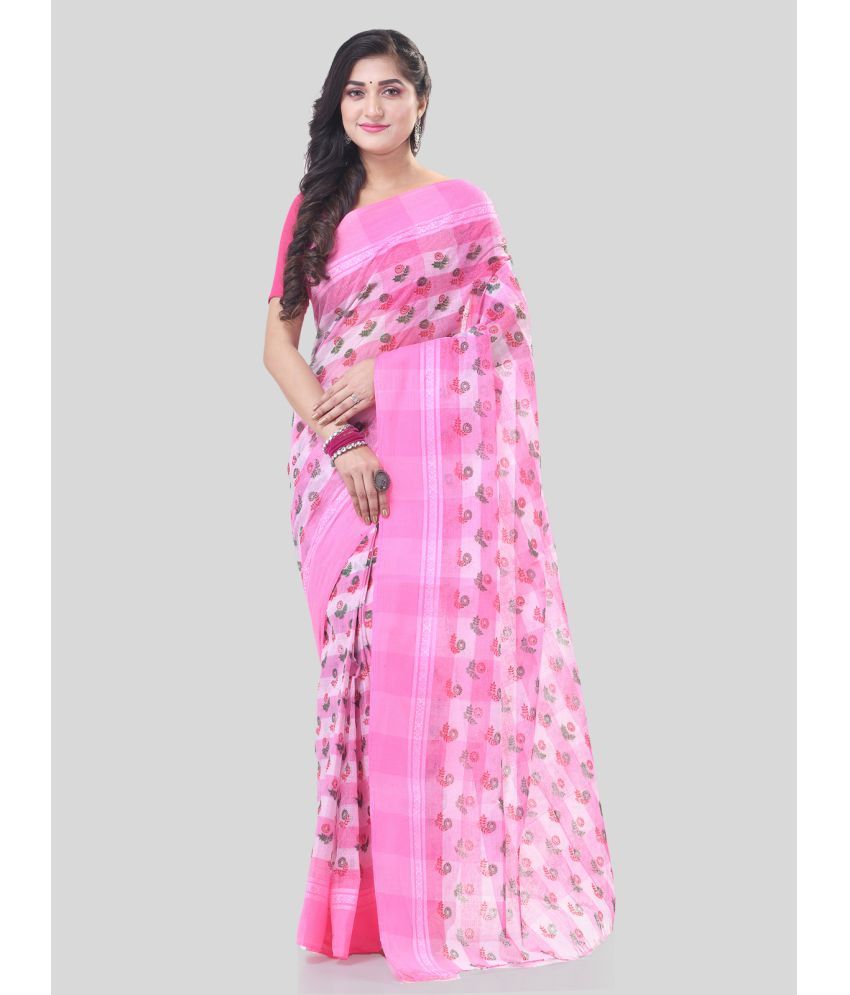     			Desh Bidesh Cotton Woven Saree Without Blouse Piece - Pink ( Pack of 1 )