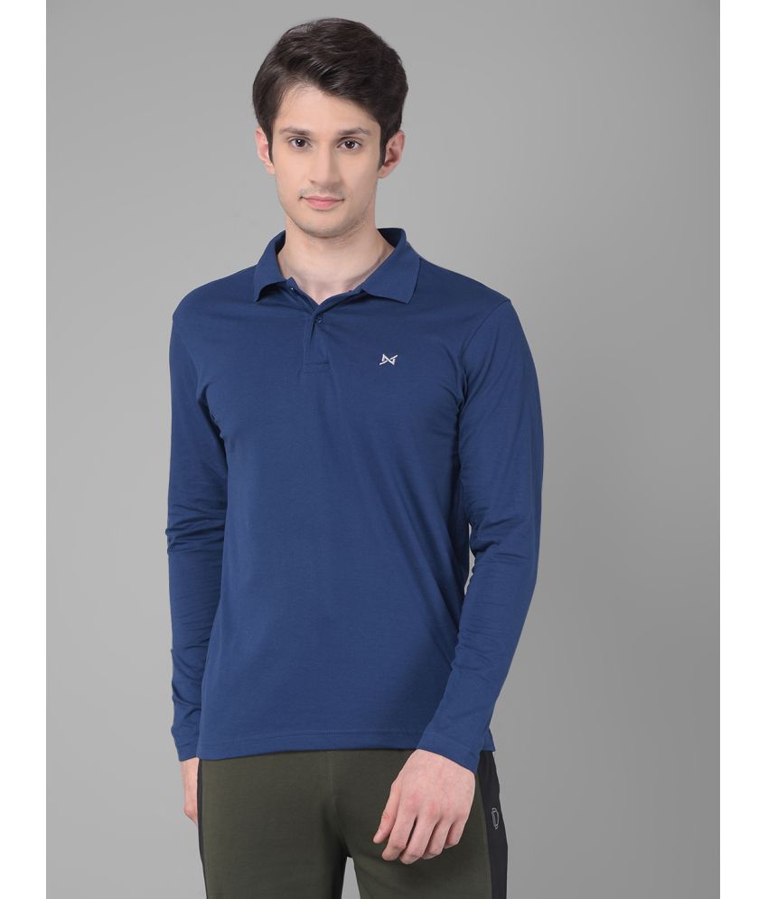     			Force NXT Cotton Regular Fit Solid Full Sleeves Men's Polo T Shirt - Blue ( Pack of 1 )