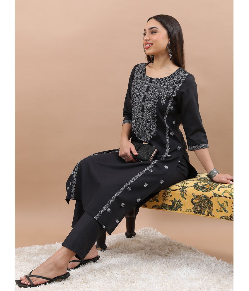     			Ketch Polyester Printed Straight Women's Kurti - Black ( Pack of 1 )